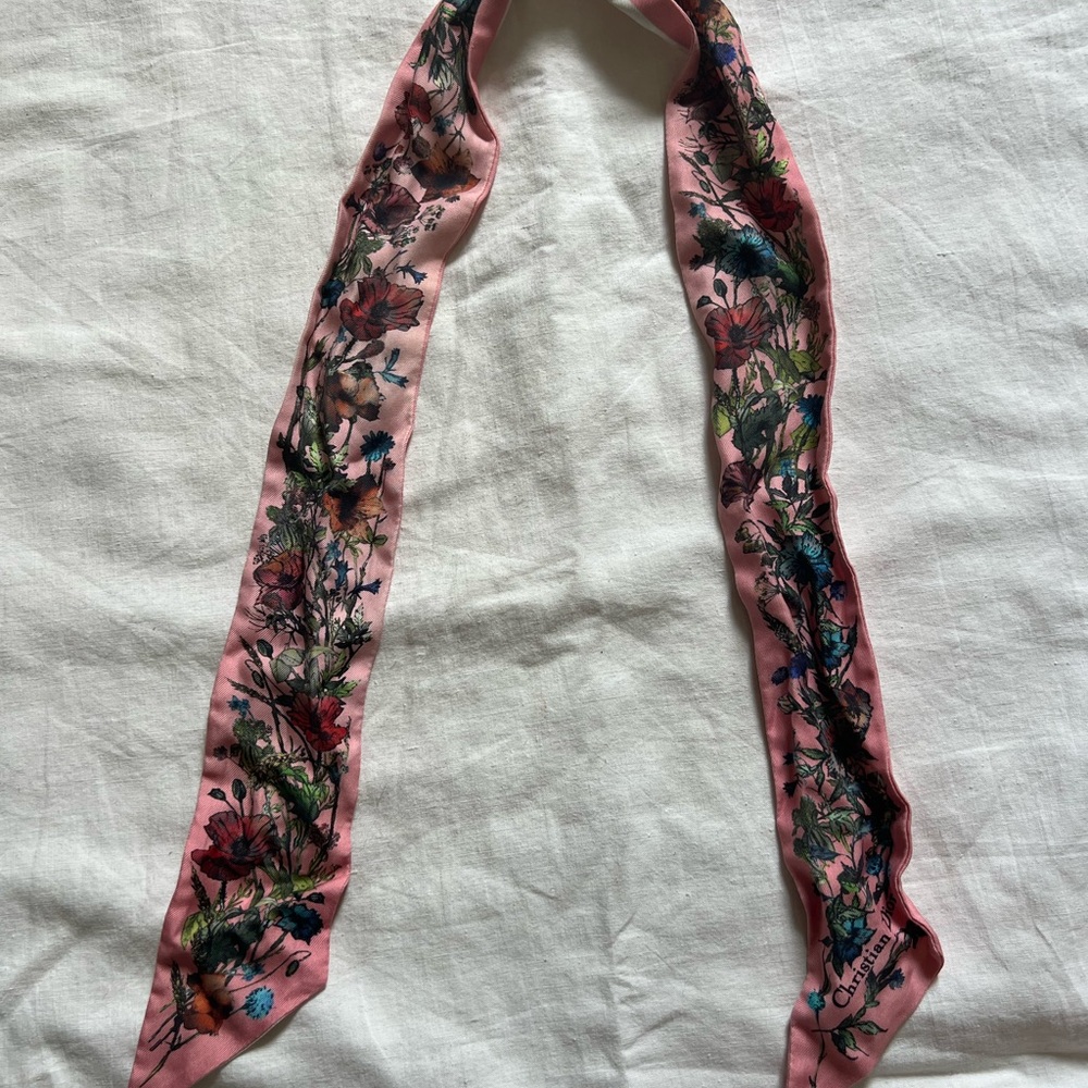 Christian Dior Floral print Pink Scarf tie